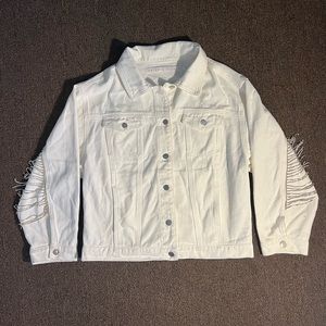 White denim bedazzled jacket